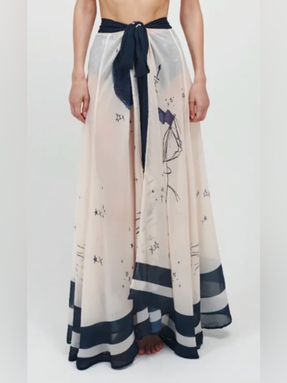 Ancora Take Me to the Moon Maxi Skirt Nautical Sailboat Sarong Cover Up